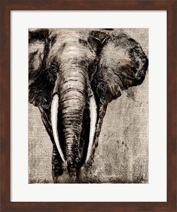 Framed Elephant on Newspaper Print