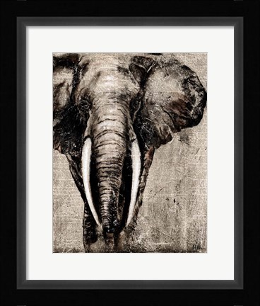 Framed Elephant on Newspaper Print