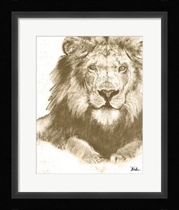 Framed Muted Lion Print