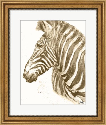 Framed Muted Zebra Print
