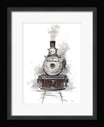 Framed Antique Locomotive Print