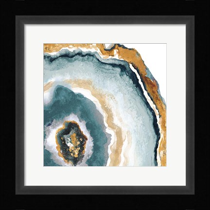 Framed Teal &amp; Gold Agate II Print