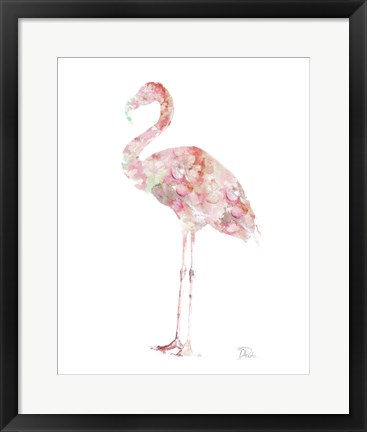 Framed Flowers In Flamingo Print