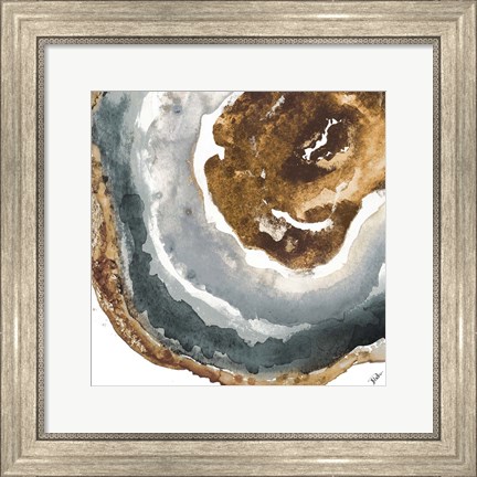 Framed Gray and Gold Agate I Print