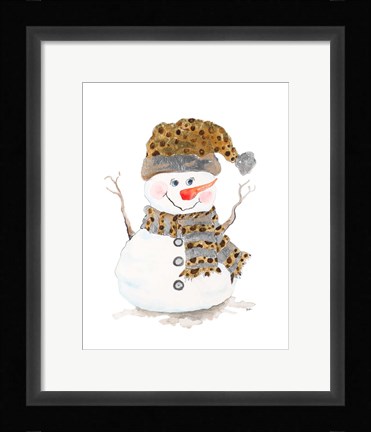 Framed Snowman with Dots Print