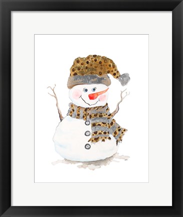 Framed Snowman with Dots Print