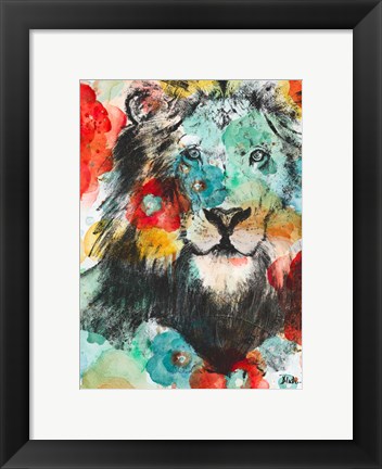 Framed Vibrant Lion Print