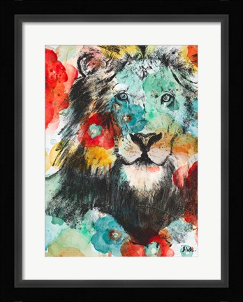 Framed Vibrant Lion Print