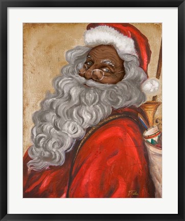 Framed African American Jolly St. Nick Print