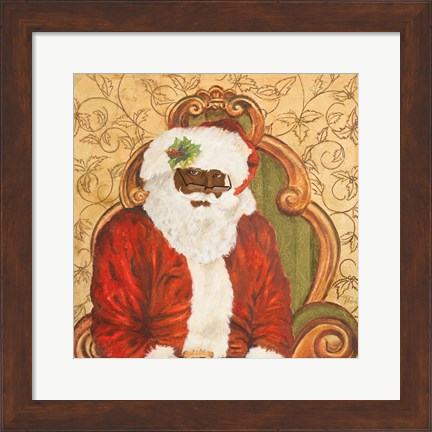 Framed African American Sitting Santa Print