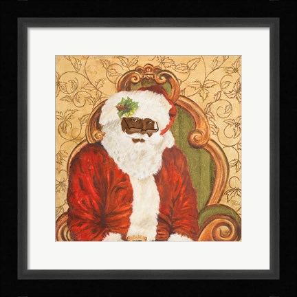 Framed African American Sitting Santa Print