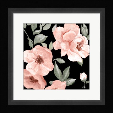 Framed Dusty Rose on Black I Print