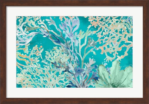 Framed Under the Sea Plants Blue Print