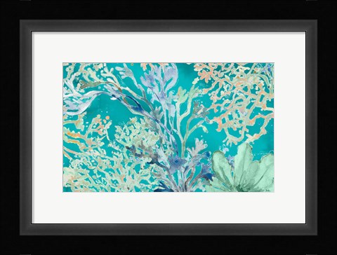 Framed Under the Sea Plants Blue Print