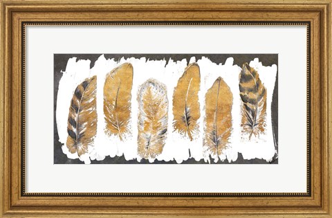 Framed Gold Watercolor Feathers Print