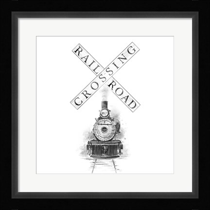 Framed Railroad Crossing Print