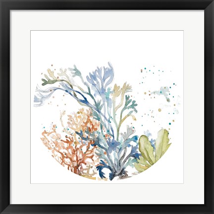 Framed Under the Sea Plants Round Print
