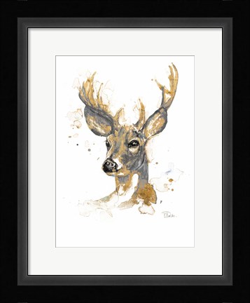 Framed Gold Antlers I Print