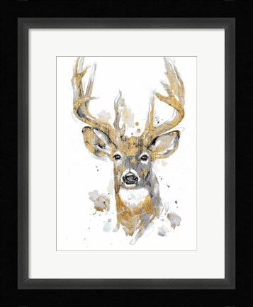 Framed Gold Antlers II Print