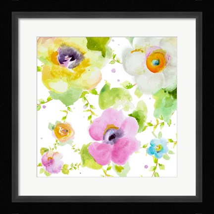 Framed Rosy Vines I Print