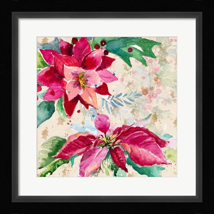 Framed Holiday Poinsettia I Print