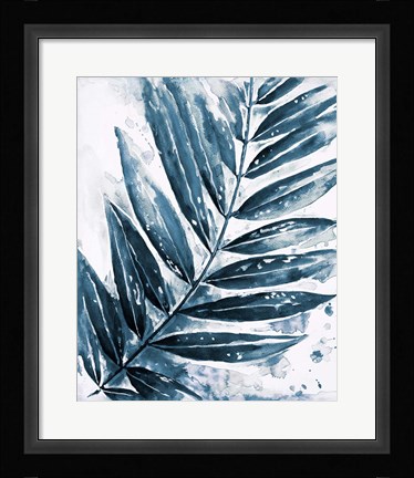 Framed Blue Jungle Leaf I Print