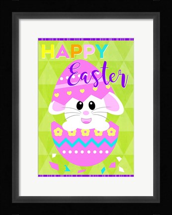Framed Happy Easter Bunny in Egg Print