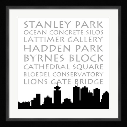 Framed Vancouver Skyline Square Print