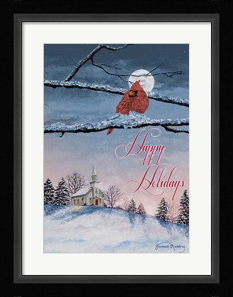 Framed Happy Holiday Cardinal Print