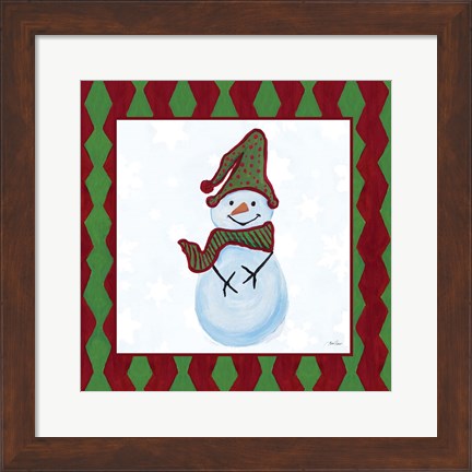 Framed Snowman Zig Zag Square III Print