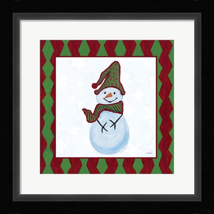 Framed Snowman Zig Zag Square III Print