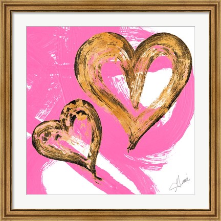 Framed Pink &amp; Gold Heart Strokes II Print