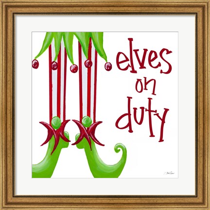 Framed Elves on Duty Square Print
