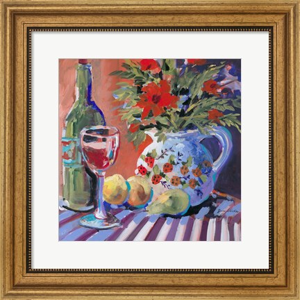 Framed Red Wine and Table Print