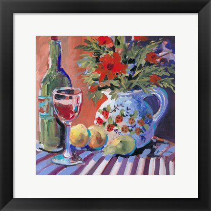 Framed Red Wine and Table Print