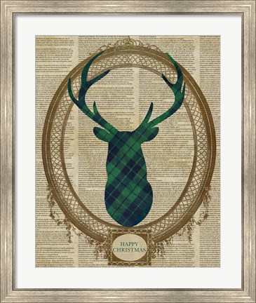 Framed Holiday Tartan Deer II Print