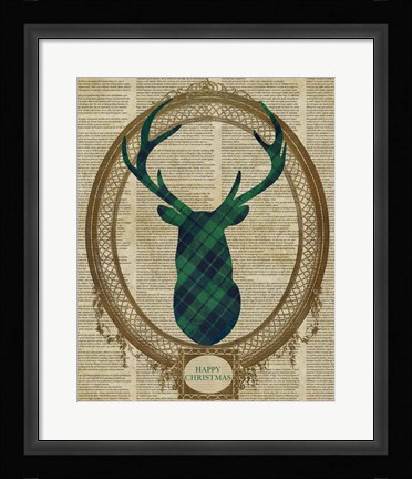 Framed Holiday Tartan Deer II Print
