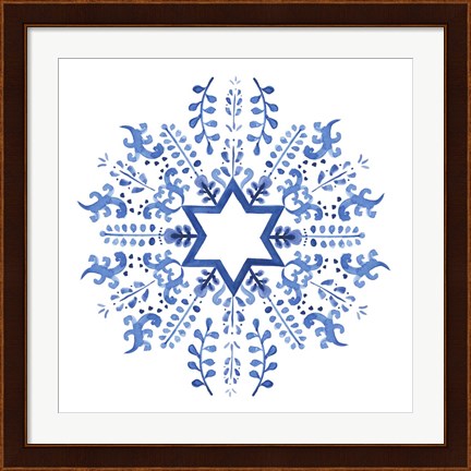 Framed Indigo Hanukkah II Print