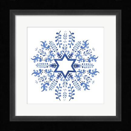 Framed Indigo Hanukkah II Print