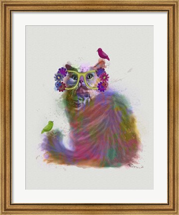 Framed Cat Rainbow Splash 9 Print