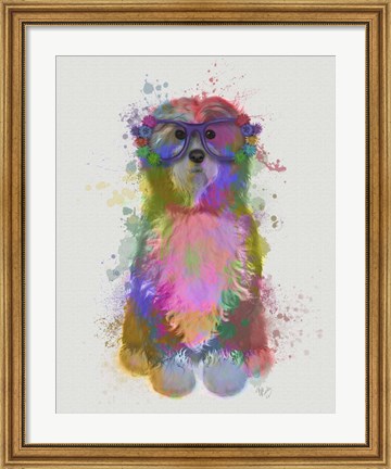 Framed Tibetan Terrier Rainbow Splash Print