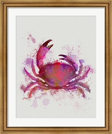 Framed Crab 1 Pink Rainbow Splash Print