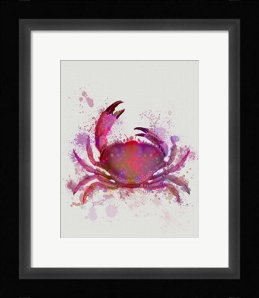Framed Crab 1 Pink Rainbow Splash Print