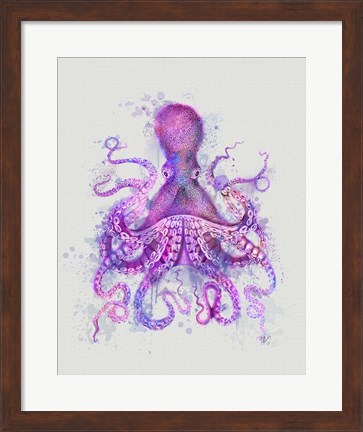 Framed Octopus Rainbow Splash Pink Print