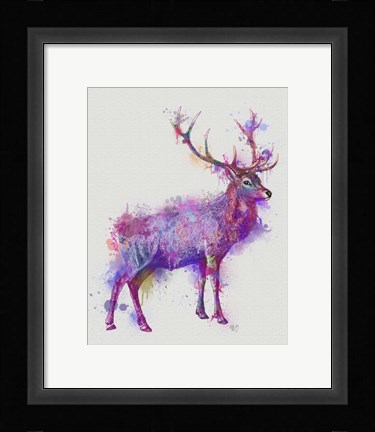 Framed Deer 1 Rainbow Splash Purple Pink Print