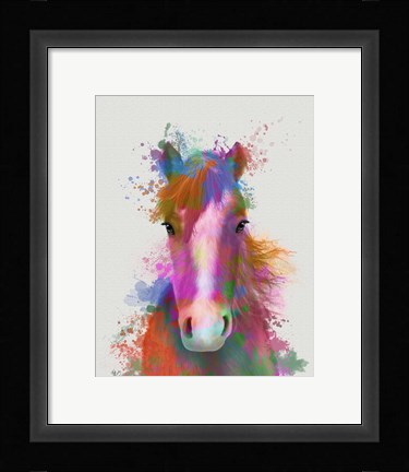 Framed Horse Portrait 2 Rainbow Splash Print
