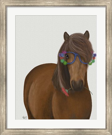 Framed Horse and Flower Glasses Print