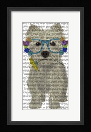 Framed West Highland Terrier Flower Glasses Print