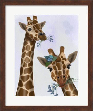 Framed Chewing Giraffe Duo Print