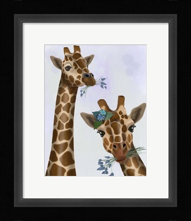 Framed Chewing Giraffe Duo Print